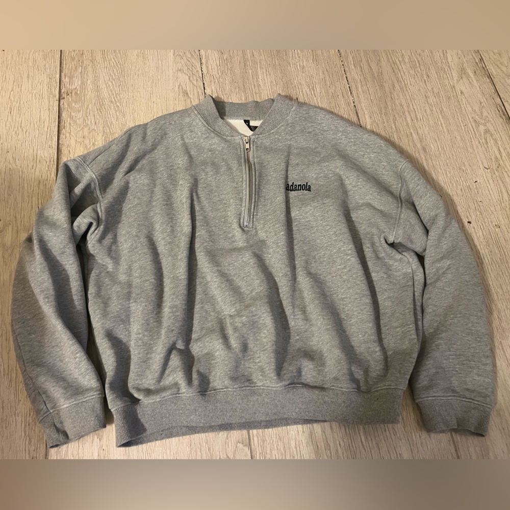 Adanola Light Gray Zip-Up Sweatshirt Size Medium